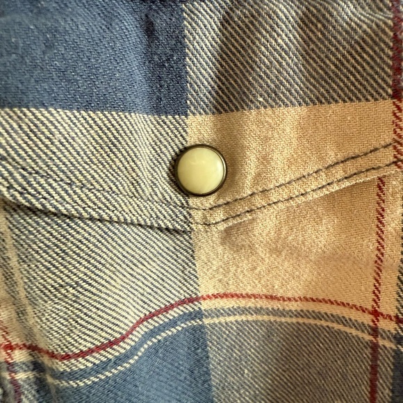 Lucky Brand Blue and Beige Plaid Women's Shirt, XL - Picture 3 of 6